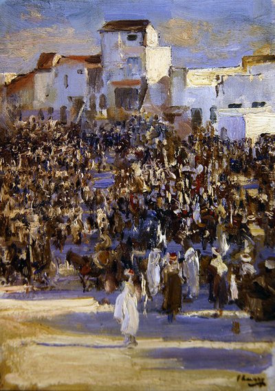 タンジールの市場（油彩・ボード） 作： John Lavery