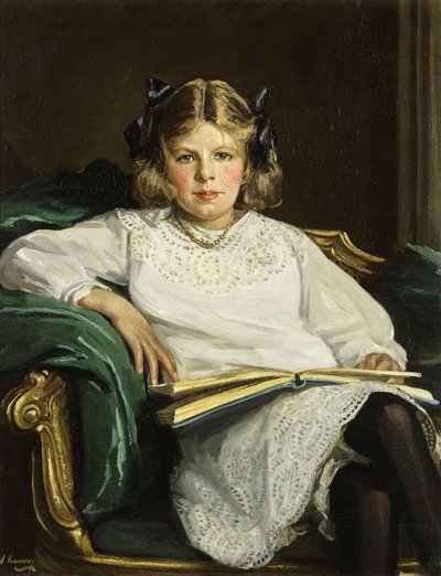 本を読むベティの肖像（4分の3の長さで座っている 作： John Lavery