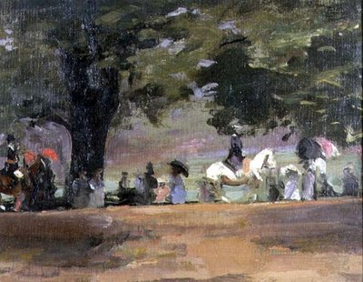 ロッテン・ロウ、ハイド・パークNo.1」（油彩・キャンバス・レイド・ボード 作： John Lavery