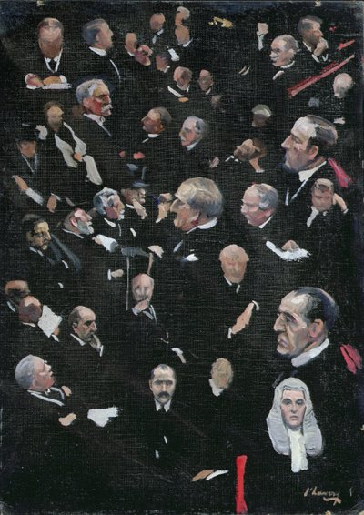 貴族院での研究、モーリー子爵の演説、1921年12月14日 作： John Lavery