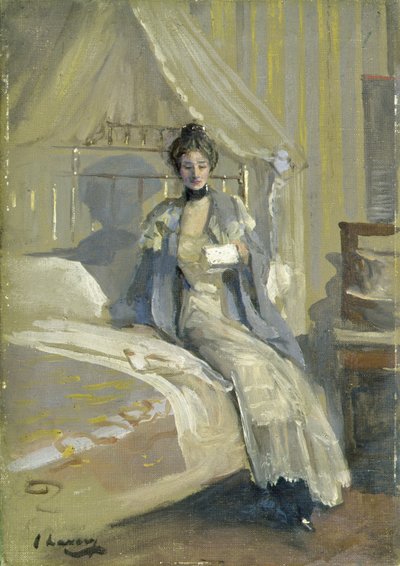 手紙（油彩、ミルボード） 作： John Lavery