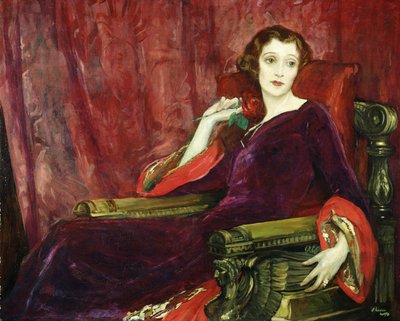 赤いバラ、1923 作： John Lavery