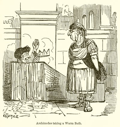 暖かい風呂に入るアルキメデス 作： John Leech