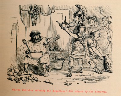 クリミウス・デンタトゥスが1852年にサムナイトから提供された壮大な贈り物を拒否した 作： John Leech