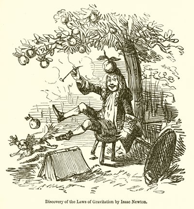 アイザックニュートンによる重力の法則の発見 作： John Leech