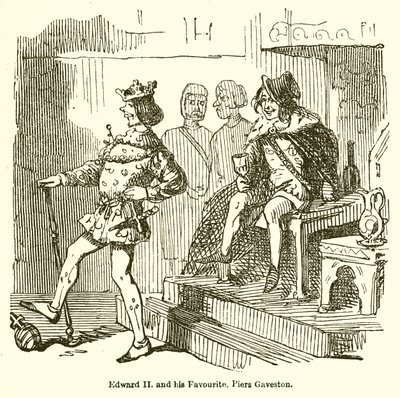 エドワード2世と彼のお気に入り、ピアズゲイブストン 作： John Leech