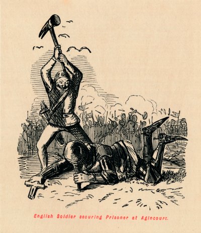 イギリス人兵士、アギンコートで囚人を確保、c1860、c1860 作： John Leech
