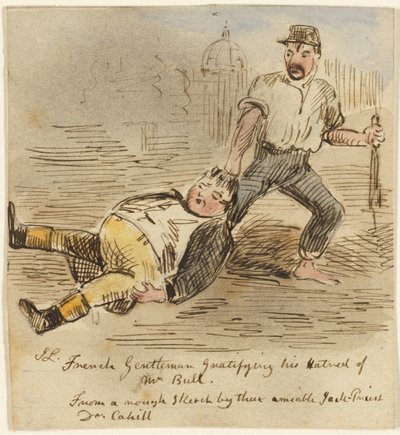 ブル氏への憎悪を満足させるフランス紳士 作： John Leech