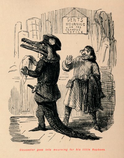 グロスターはこの小さな甥たちを悼み、 作： John Leech