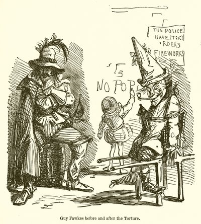 拷問前後のガイ・フォークス 作： John Leech