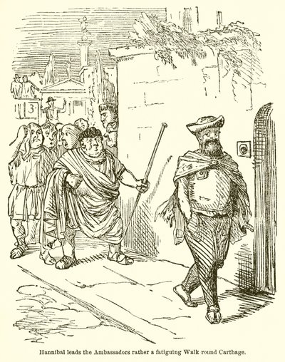 ハンニバルは疲れた散歩ラウンドカルタゴではなく大使を率いる 作： John Leech