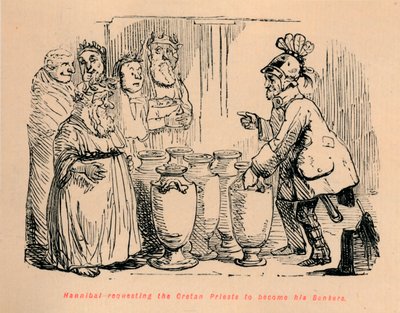 ハンニバルはクレタの司祭に彼の銀行家になることを要求しました、1852 作： John Leech