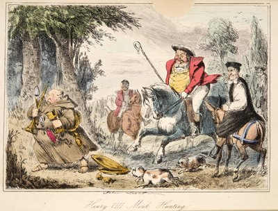 ヘンリー8世の修道士狩り、イギリスのコミックの歴史、パブ。 1864（手描きのエッチング） 作： John Leech