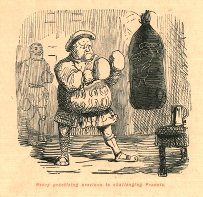 ヘンリーは1897年に挑戦するフランシスの前に練習していました。 作： John Leech