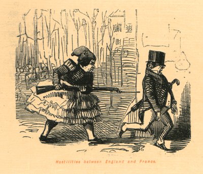 イングランドとフランスの間の敵対行為、1897年。 作： John Leech