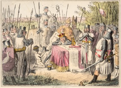 イングランド王コミックイングランド出身のマグナカルタに署名したパブ。 1864（手描きのエッチング） 作： John Leech