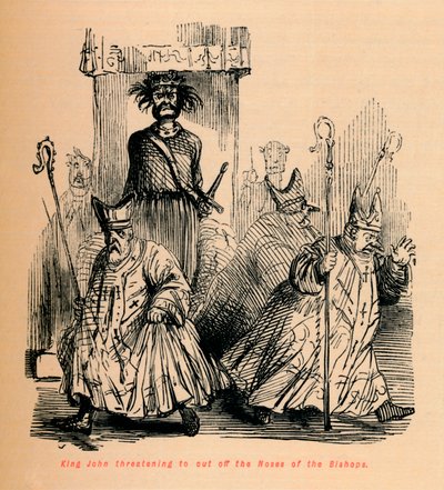 ジョン王は司教の鼻を切ると脅して、c1860、c1860 作： John Leech