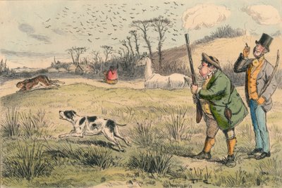 ジョグルベリークローディ氏と犬と銃、c1860s。 作： John Leech