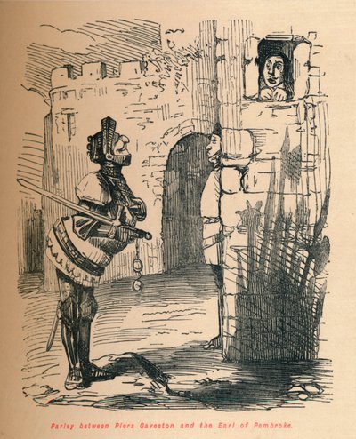 Piers Gavestonとペンブローク伯爵の間のパーリー。c1860、c1860 作： John Leech