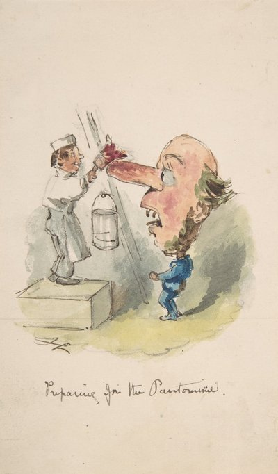パントマイムの準備、1836～64年。 作： John Leech