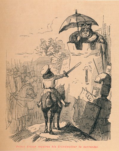 アーサー王子は祖母に降伏を要求する、c1860、c1860 作： John Leech