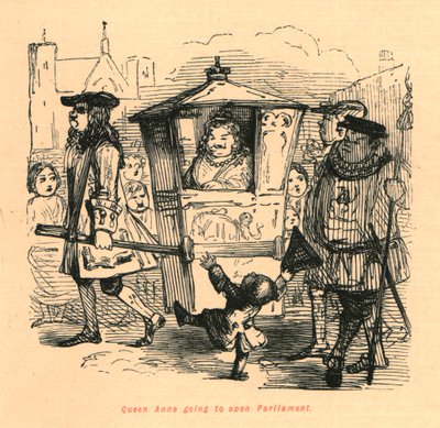 アン女王が議会を開く予定、1897年。 作： John Leech