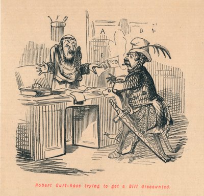 法案を値下げしようとするロバート・カートース、c1860、c1860 作： John Leech
