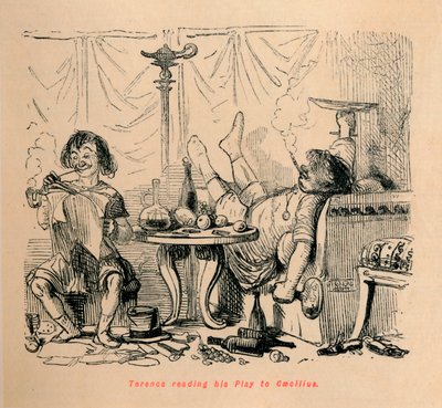 テシエン、演劇「カエチリウス」を読んだ1852 作： John Leech