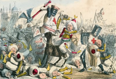 リチャードクールドライオンとサラディンの間の素晴らしい戦闘 作： John Leech