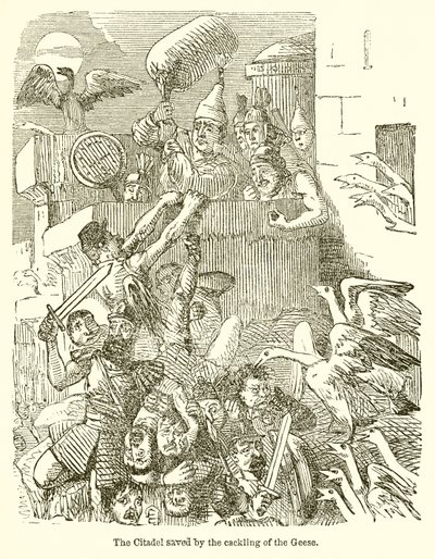 ガチョウのパチパチで救われた城塞 作： John Leech