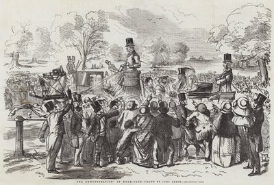 ハイドパークでのデモ 作： John Leech