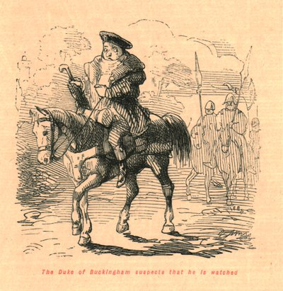 バッキンガム公爵は彼が見守られていると疑っています、1897年。 作： John Leech