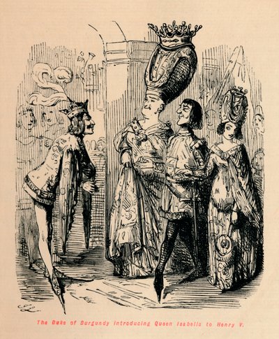 イザベラ女王をヘンリー5世に紹介するブルゴーニュ公、c1860、c1860 作： John Leech