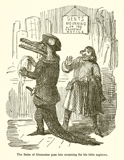 グロスター公爵は彼の小さな甥のために喪に服する 作： John Leech