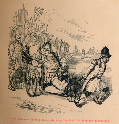 セウェルス帝は北部の野蛮人に対して軍を率いていました。c1860、c1860 作： John Leech