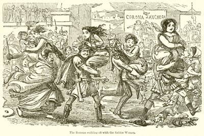サビーネの女性と歩き回っているローマ人 作： John Leech
