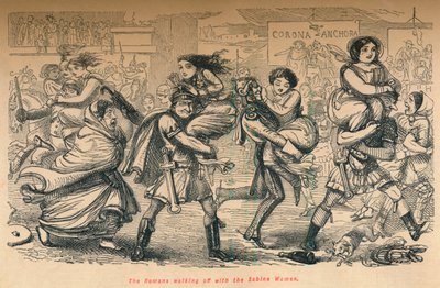 サビーネの女性たちと一緒に歩いているローマ人、1852 作： John Leech