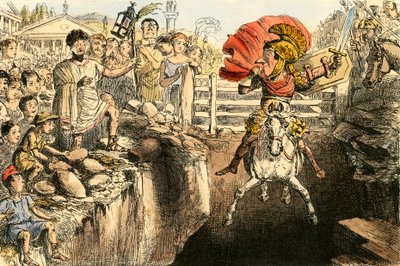 勇敢なクルティウスが湾に飛び込む 作： John Leech