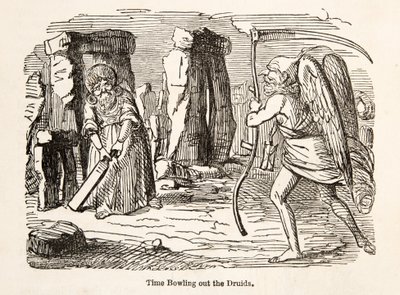 The Comic History of Englandのパブ、Druidsからのボーリング。 1864 作： John Leech
