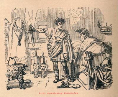 ポンポニンを脅かすタイタス、1852 作： John Leech