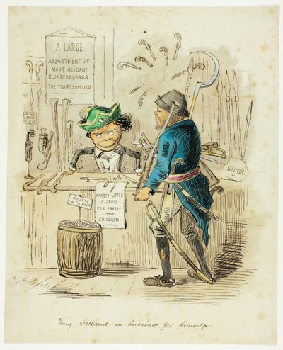 自分自身のためにビジネスをしている若いアイルランド 作： John Leech