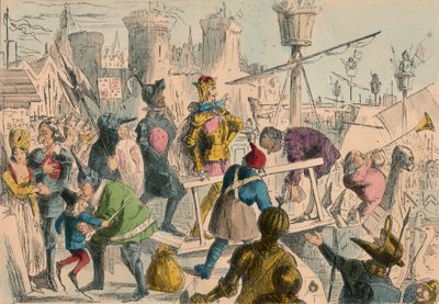 ヘンリー5世のサウサンプトンでの乗船。 AD 1415、1850 作： John Leech and Gilbert Abbott A Beckett