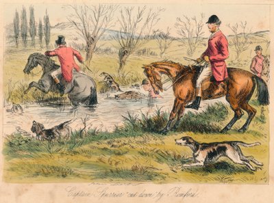 キャプテンスプリエは1865年にロンフォードによって切り倒されました。アーティスト：ジョンリーチ、ハブロナイトブラウン。 作： John Leech and Hablot Knight Browne