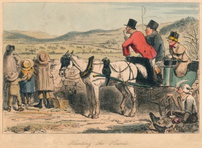 猟犬の狩猟、1865年。アーティスト：ジョンリーチ、ハブロナイトブラウン。 作： John Leech and Hablot Knight Browne