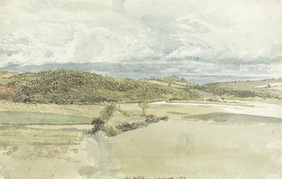 北ウェールズの風景、1813年（紙に黒鉛の上にトイレ） 作： John Linnell