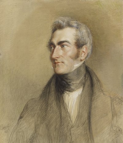 チェンバーズホールの肖像、1835年（黒と赤のチョーク） 作： John Linnell
