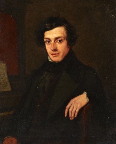 ピアノを除いた若者の肖像、1810〜30年頃 作： John Linnell