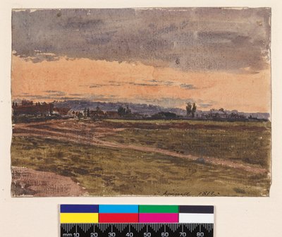 レクト：日没。ヴェルソ：同じ主題のスケッチ、1812年 作： John Linnell