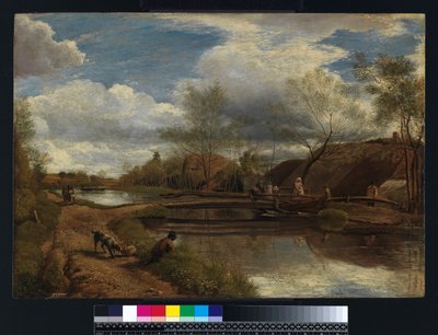 1815年、ニューベリー近くのケネット川（キャンバスに油彩をパネルの上に置いた） 作： John Linnell