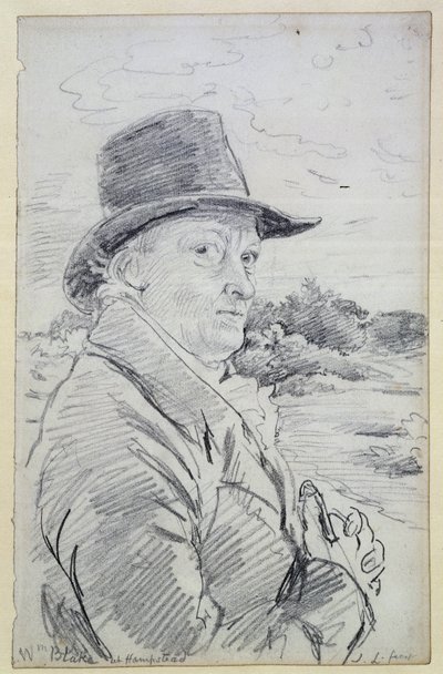 ウィリアムブレイク、帽子をかぶっていた（碑文：ハムステッドのWmブレイク）c.1825（鉛筆） 作： John Linnell